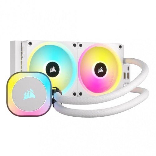 Corsair iCUE Link H100i RGB AIO Enfriamiento Líquido para CPU, 2x 120mm, hasta 2400RPM, Blanco