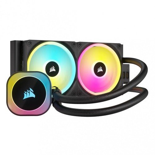 Corsair iCUE Link H100i RGB AIO Enfriamiento Líquido para CPU, 2x 120mm, hasta 2400RPM, Negro