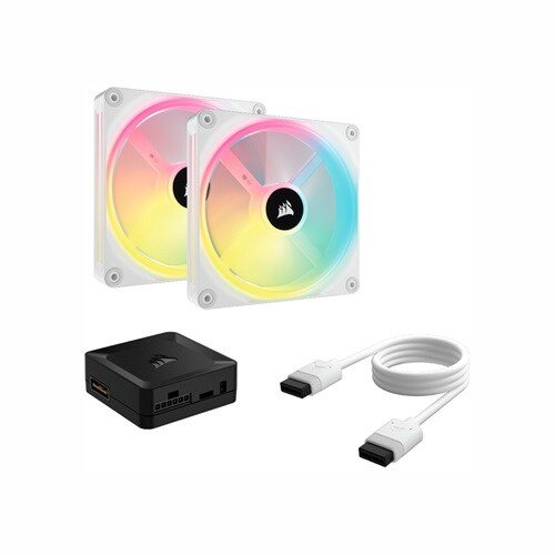Ventilador Corsair iCUE LINK QX140 RGB, 2x 140mm, 2000RPM, RGB, Blanco