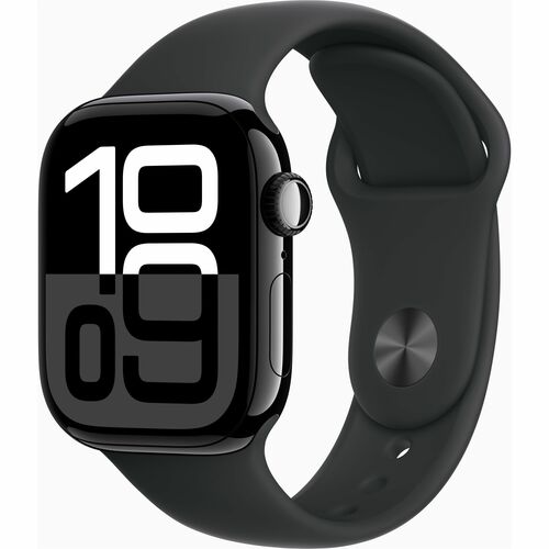 Apple Watch Series 10 GPS, Caja de 42 mm Aluminio Color Negro, Correa Deportiva S/M Color Negro