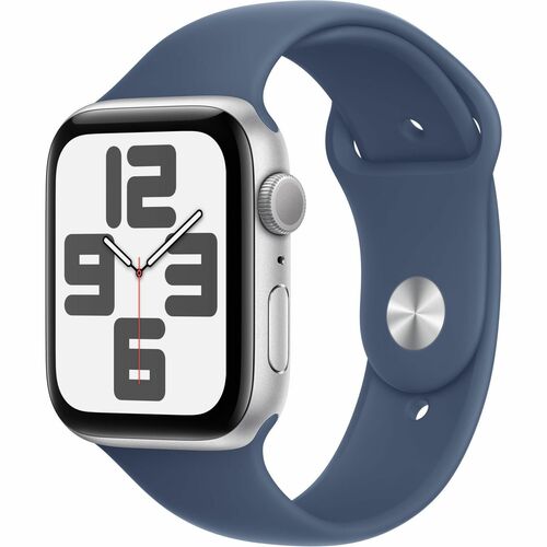 Apple Watch SE GPS, Caja de 44 mm Aluminio Color Plata, Correa Deportiva S/M Color Azul