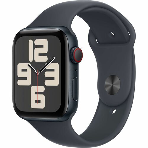 Apple Watch SE GPS + Cellular, Caja de 44 mm Aluminio Color Medianoche, Correa Deportiva M/L Color Negro