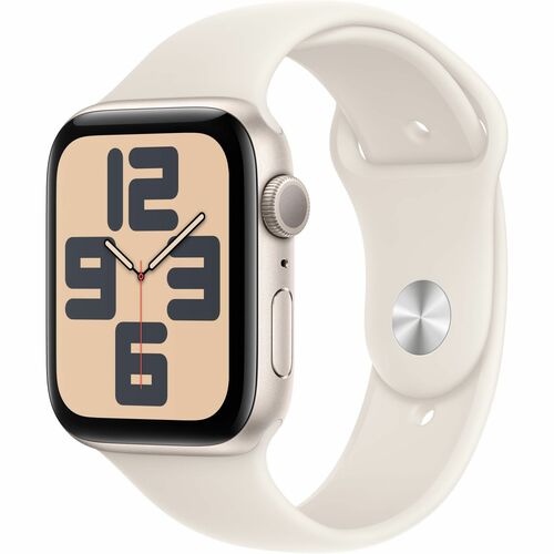 Apple Watch MXG73CL/A GPS, Caja de 44 mm Aluminio Color Blanco Estelar, Correa Deportiva S/M Color Blanco Estelar