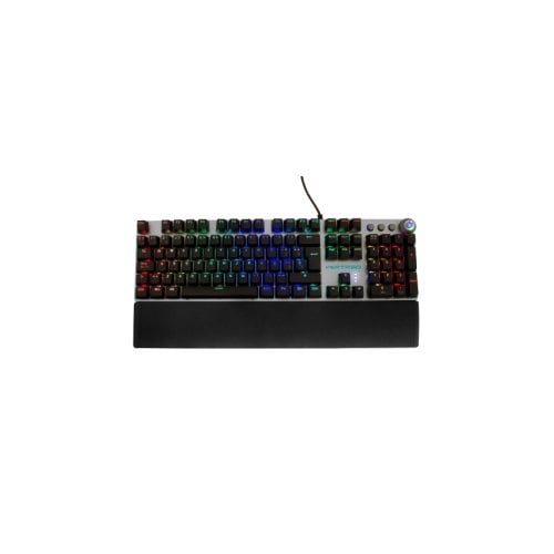 Teclado Gamer Vortred Resistance RGB, Teclado Mecánico, Alámbrico, Negro/Blanco (Español)