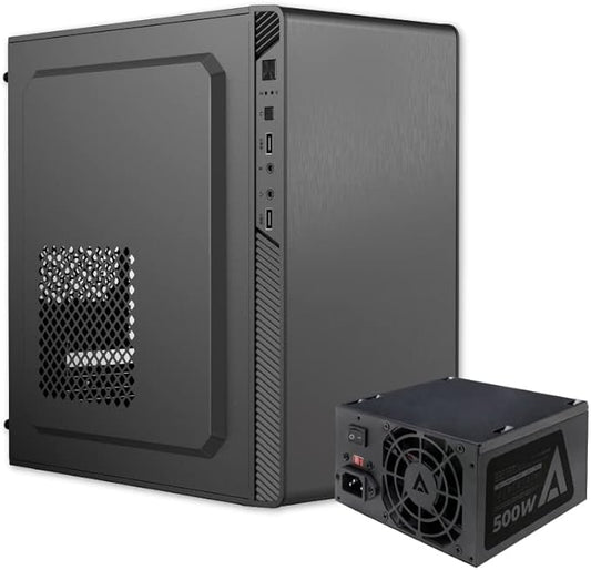 Gabinete Acteck Mini Torre Performance II GI215 / Max MB M-ATX Fuente ATX 500 W / 2x USB 2.0 / Full Metálico + Frente Solido / Essential Negro