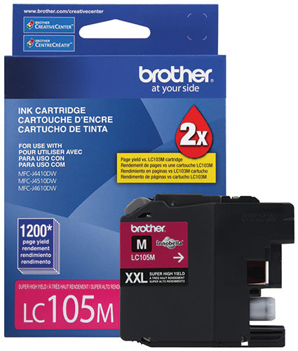 Cartucho de Tinta Brother LC105M | Magenta, 1,200 Páginas