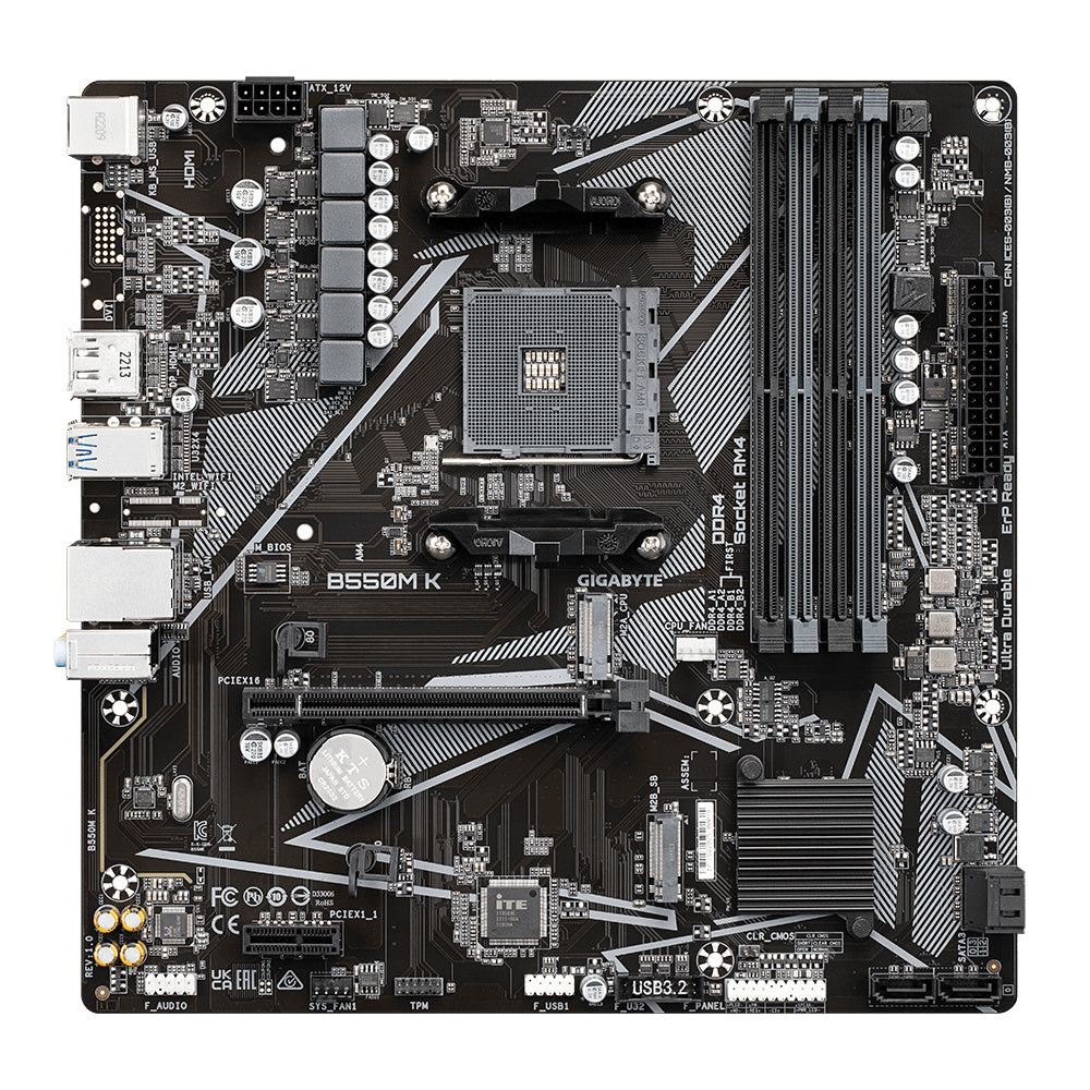 Tarjeta Madre Gigabyte B550M K (rev. 1.0), Micro-ATX, Socket AM4, AMD B550, 128GB DDR4, HDMI/DP para AMD