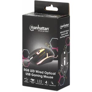 Mouse Optico Luminiscente RGB USB Negro - Cable - 1500 Dpi - Rueda de Desplazamiento - Simétrico