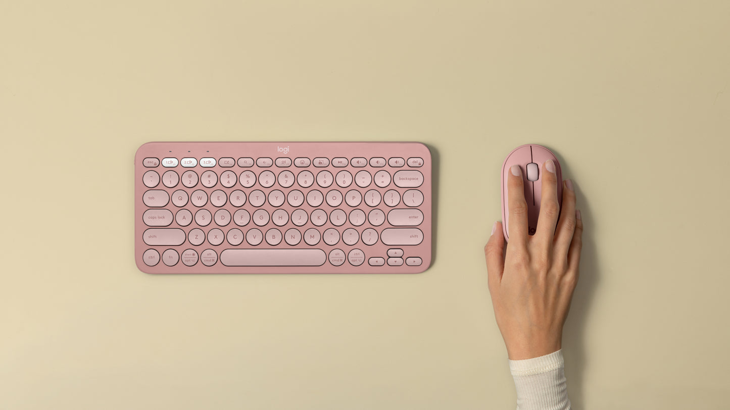 Mouse Logitech Pebble M350s - Bluetooth - USB - Óptico - 3 Botón(es) - Rosa - Inalámbrico - 10m - 4000 Dpi - Rueda de Desplazamiento - Simétrico - 1 X Aa Battery Supported