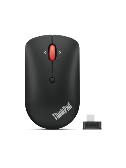 Mouse Lenovo Thinkpad - Radiofrecuencia - USB Tipo C - Óptico Azul - 6 Botón(es) - Negro - Inalámbrico - 2.40GHZ - 2400 Dpi - Rueda Inclinable - Simétrico