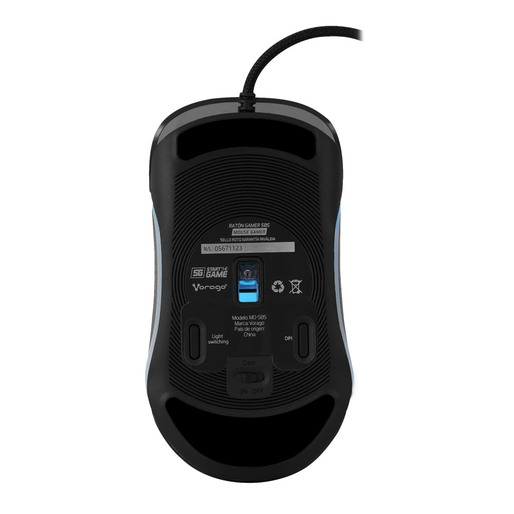 Vorago MO-505 Ratón de Juego - USB - Óptico - Negro - Cable - 12800 Dpi