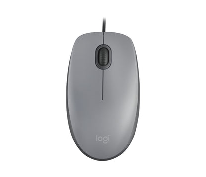 Mouse Logitech M110 - USB Tipo a - Óptico - 3 Botón(es) - Gris Medio - Cable - 1000 Dpi - Rueda de Desplazamiento - Simétrico