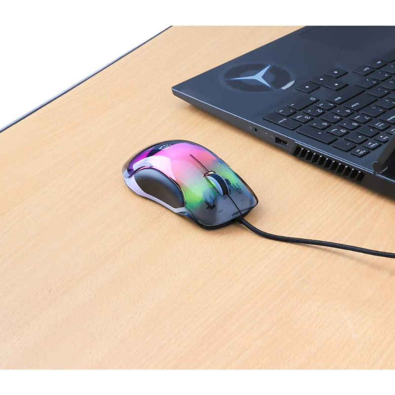 Manhattan Tama?o Completo Mouse - USB Tipo a - Óptico - 5 Botón(es) - Transparente - Cable - 12800 Dpi - Rueda de Desplazamiento - Diestro