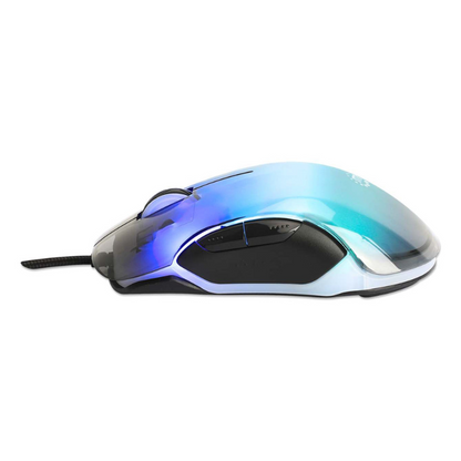 Manhattan Tama?o Completo Mouse - USB Tipo a - Óptico - 5 Botón(es) - Transparente - Cable - 12800 Dpi - Rueda de Desplazamiento - Diestro
