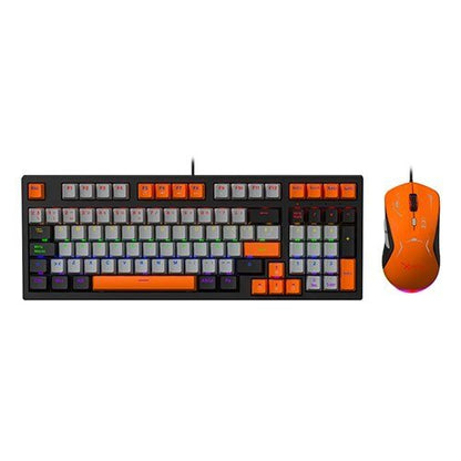 Kit Gamer de Teclado y Mouse Xzeal XZPKT1NG, Alámbrico, USB, Gris/Naranja (Inglés)