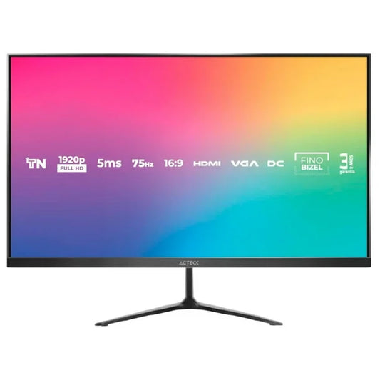 Monitor Plano Acteck 21.5" VA Captive Vivid SP215 / FHD / 75Hz / 5ms / Low-blue light / Flicker-free / 1xVGA + 1xHDMI 1.4 / VESA 75mm / Advanced Negro/ 3Y