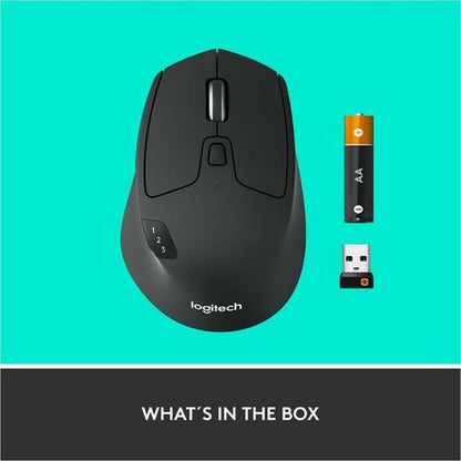 Mouse Ergonómico Logitech Óptico M720 Triathlon, Bluetooth, USB, 1000DPI, Negro