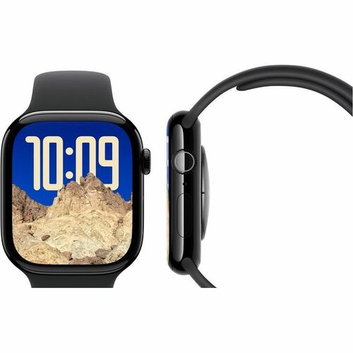 Apple Watch Series 10 GPS, Caja de 46 mm Aluminio Color Negro, Correa Deportiva S/M Color Negro