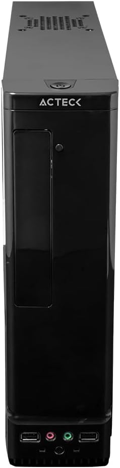 Gabinete Acteck Mini Torre Slim Atom GS240 / Max MB M-ATX Fuente SFX 500 W / 2x USB 2.0 +1xFan / Full Metálico + Frente Solido / Essential Negro