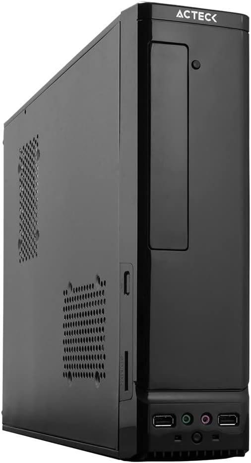Gabinete Acteck Mini Torre Slim Atom GS240 / Max MB M-ATX Fuente SFX 500 W / 2x USB 2.0 +1xFan / Full Metálico + Frente Solido / Essential Negro