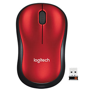 Mouse Inalámbrico Logitech M185 | Conexión Plug And Play, Color Negro/Rojo