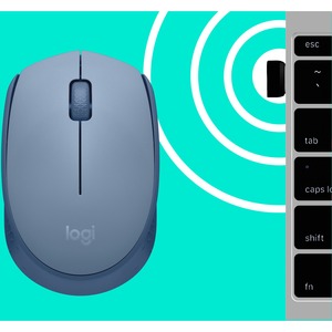 Mouse Logitech M170 - Radiofrecuencia - USB - Óptico - Gris Azulado - Inalámbrico - 2.40GHZ - Simétrico