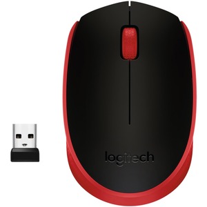 Mouse Logitech M170 - Radiofrecuencia - USB - Óptico - 3 Botón(es) - Rojo - Inalámbrico - Rueda de Desplazamiento - Simétrico