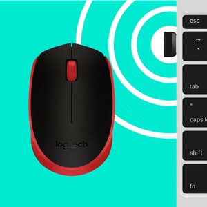 Mouse Logitech M170 - Radiofrecuencia - USB - Óptico - 3 Botón(es) - Rojo - Inalámbrico - Rueda de Desplazamiento - Simétrico