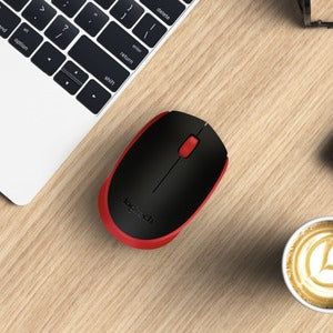 Mouse Logitech M170 - Radiofrecuencia - USB - Óptico - 3 Botón(es) - Rojo - Inalámbrico - Rueda de Desplazamiento - Simétrico