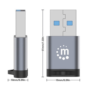 Adaptador USB-C V3.2 Gen1, Am-ch, 5gbps 3a - Níquel Contacto - Negro, Gris