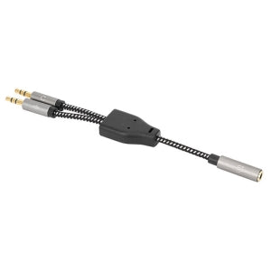 Adaptador Audio 3.5MM 1 H a 2 M, 15cm, Cab - Cable For Pc, Portátil, Computador - Cable Divisor - Oro Contacto Chapado - 28 Awg - Negro/plata