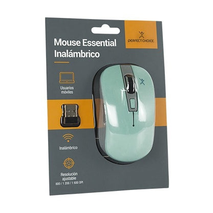 Mouse Inalámbrico Sensor Óptimo Conector USB 1600 Dpi Essential Turquesa | Perfect Choice