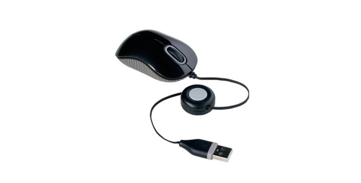 Mini Mouse Óptico Bluetrace USB Retractil 2.5ft, Plug And Play, Compatible con Windows® (10 / 8.1 / 8), Mac Os® X (10.12.4 / 10.11.5 / 10.9 / 10.8) , Ratón Color Negro.