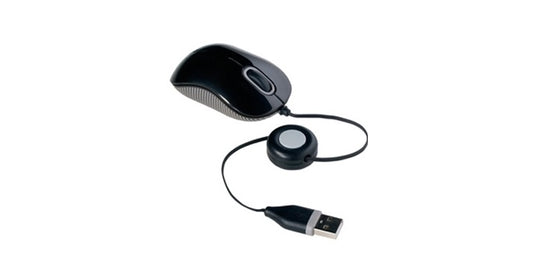 Mini Mouse Óptico Bluetrace USB Retractil 2.5ft, Plug And Play, Compatible con Windows® (10 / 8.1 / 8), Mac Os® X (10.12.4 / 10.11.5 / 10.9 / 10.8) , Ratón Color Negro.