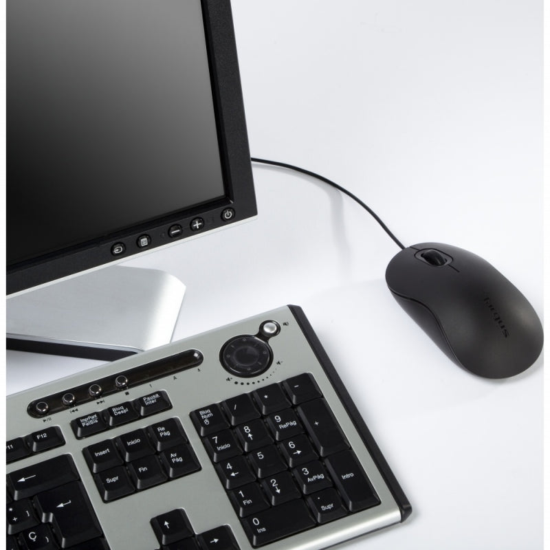 Mouse Óptico USB 5ft, Plug And Play, Diseño Ergonómico y Ambidiestro, Compatible con Windows® (10 / 8.1 / 8), Mac Os® X (10.12.4 / 10.11.5 / 10.9 / 10.8) , Ratón Color Negro.