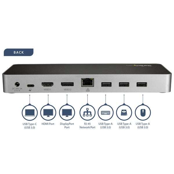 Dock USB-C StarTech.com DK30CHDDPPD | 2 Monitores 4K 30Hz, 60W PD, 4 Puertos USB-A 3.0