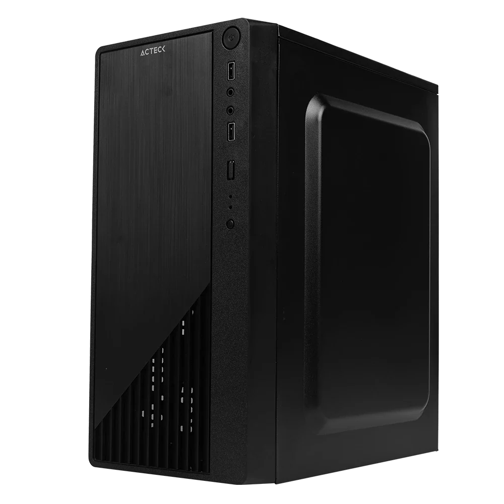 Gabinete Acteck Compacto Mini Torre Kioto GC220F / Max MB M-ATX Fuente ATX 500 W / 2x USB 2.0 / Panel Izq Acrílico + Frente Solido / Advanced Negro