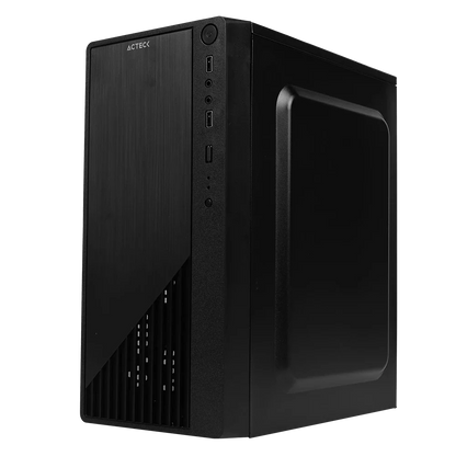 Gabinete Acteck Compacto Mini Torre Kioto GC220F / Max MB M-ATX Fuente ATX 500 W / 2x USB 2.0 / Panel Izq Acrílico + Frente Solido / Advanced Negro
