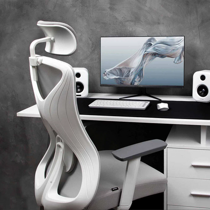 Silla de Oficina Acteck Floe Pro EC737 / Ergonómica + Ajuste lumbar + Reposa brazos fijo + Sistema de bloqueo / Reposa brazos fijo + Sistema de bloqueo / Soporta Hasta 120 Kg / Elite Blanco