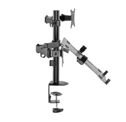 Soporte Articulado Acteck con C-Clamp Enforce Zone SM480 / 1 Monitor + 1 Laptop / 17" - 32 " / Soporta 9 kg Monitor - 4 kg Laptop / Soporte Vesa de 75x75mm / 100x100mm / Advanced Negro