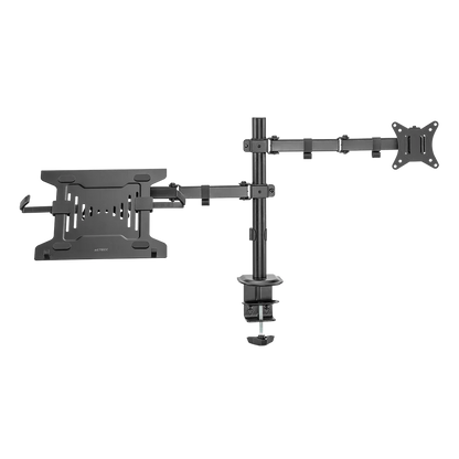 Soporte Articulado Acteck con C-Clamp Enforce Zone SM480 / 1 Monitor + 1 Laptop / 17" - 32 " / Soporta 9 kg Monitor - 4 kg Laptop / Soporte Vesa de 75x75mm / 100x100mm / Advanced Negro