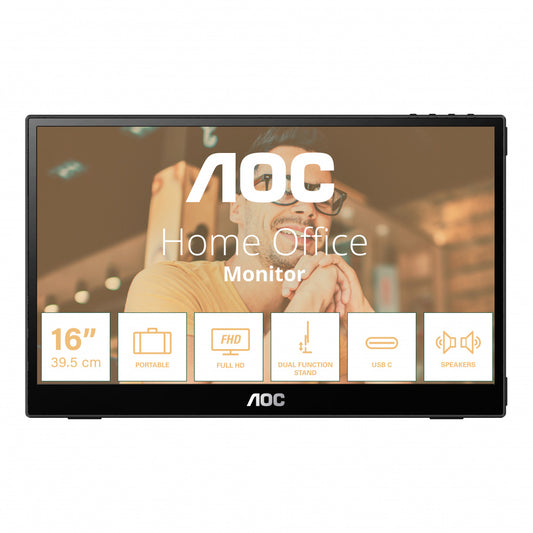 Monitor Portátil AOC 16T3E LED 15.6", 1920x1080 Full HD, 60Hz,