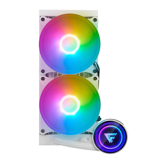 Game Factor LQG601 Enfriamiento Líquido para CPU, 2x 120mm, hasta 2550RPM, Blanco