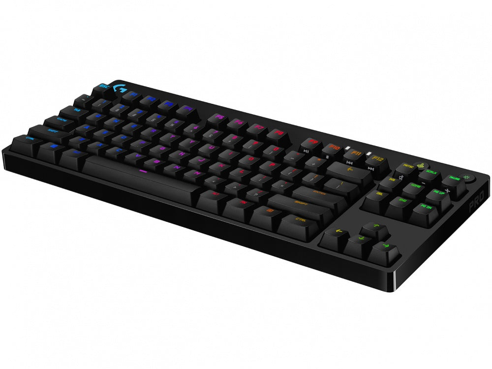 Logitech Teclado Gamer G Pro RGB, Mecánico, Switch GX Blue, Alámbrico, Negro (Inglés)
