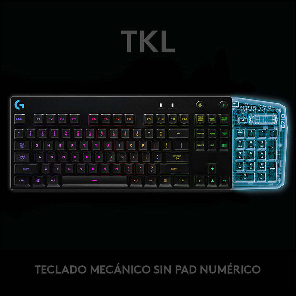 Logitech Teclado Gamer G Pro RGB, Mecánico, Switch GX Blue, Alámbrico, Negro (Inglés)