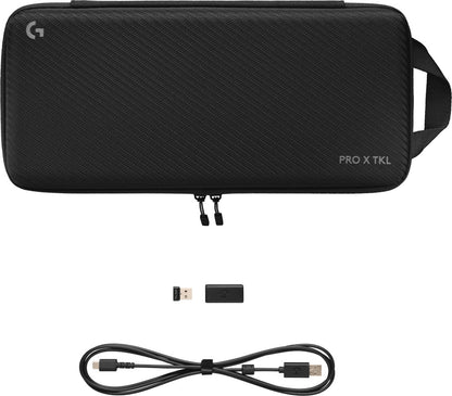 Logitech Teclado Gamer PRO X TKL, Mecánico, Switch GX Brown, Inalámbrico, Negro (Inglés)