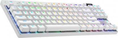 Logitech Teclado Gamer PRO X TKL, Mecánico, Switch GX Brown, Inalámbrico, Blanco (Inglés)