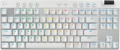 Logitech Teclado Gamer PRO X TKL, Mecánico, Switch GX Brown, Inalámbrico, Blanco (Inglés)