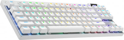 Logitech Teclado Gamer PRO X TKL, Mecánico, Switch GX Brown, Inalámbrico, Blanco (Inglés)