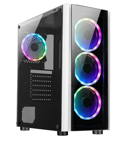 Gabinete Xzeal XZ110, Midi-Tower, ATX/Micro-ATX/Mini-ITX, USB 2.0/3.0, sin Fuente, 3 Ventiladores Instalados, Negro/Blanco